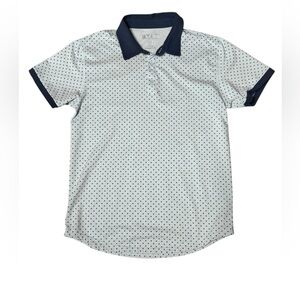 BYLT Premium Basics Lux Polo Shirt Mens M Blue Micro Dot Performance Stretch N67